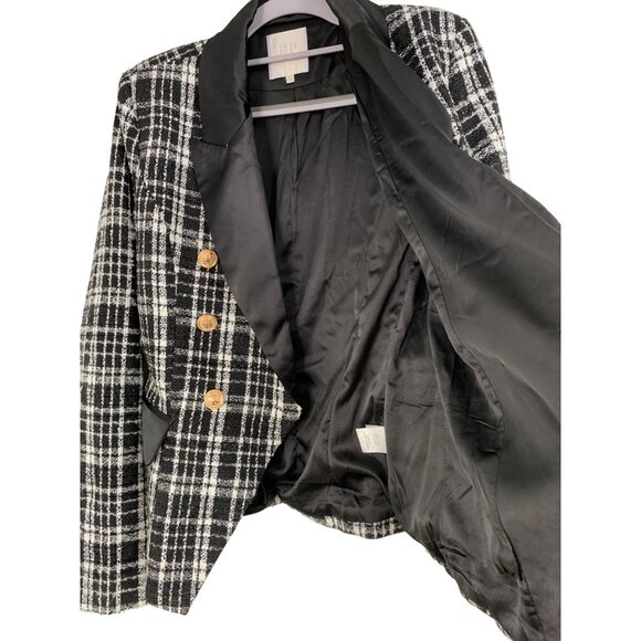 Rachel Parcell Black Sparkle Plaid Blazer  Double Breasted Size 4 RV10320 EUC - Picture 9 of 11